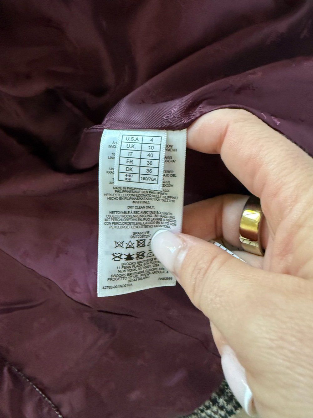 Brooks Brothers Peak Lapel Blazer Jacket in Glen Plaid Wool Moon Fabric Size 4 - Picture 14 of 16